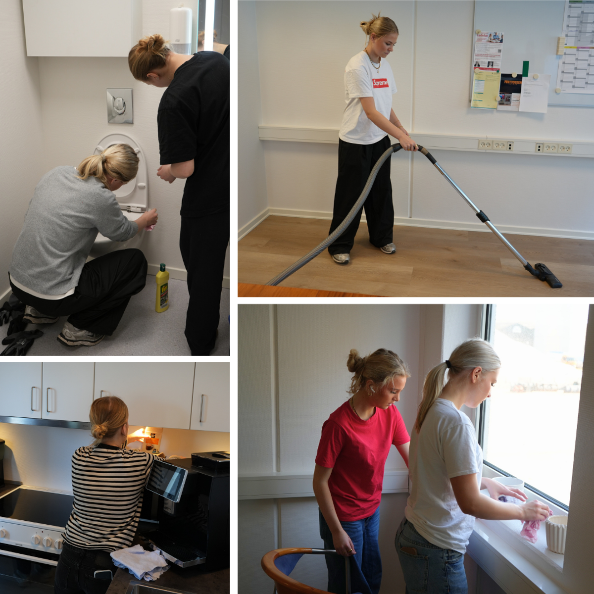 Piger fra 9. kl. rengøring